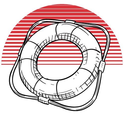 Illustration d'une bou&eacute;e de sauvetage de style marin, symbolisant le renfort op&eacute;rationnel et l'externalisation de la communication.